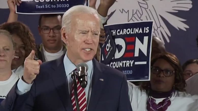 Biden talks to supporters after underperforming in New Hampshire