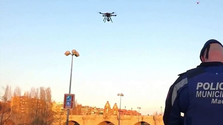 Spanish police use drones to lockdown Madrid as coronavirus cases spike