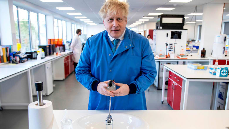 PM Boris Johnson follows coronavirus advice as he washes his hands
