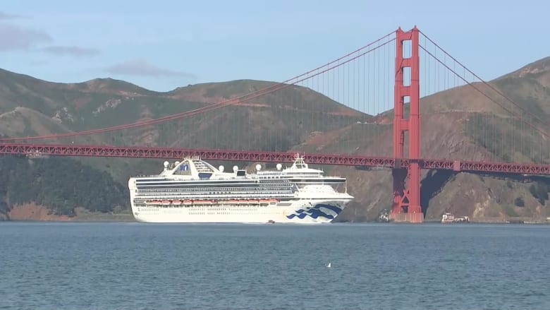 Watch as Grand Princess cruise ship passes Golden Gate Bridge to dock in Oakland