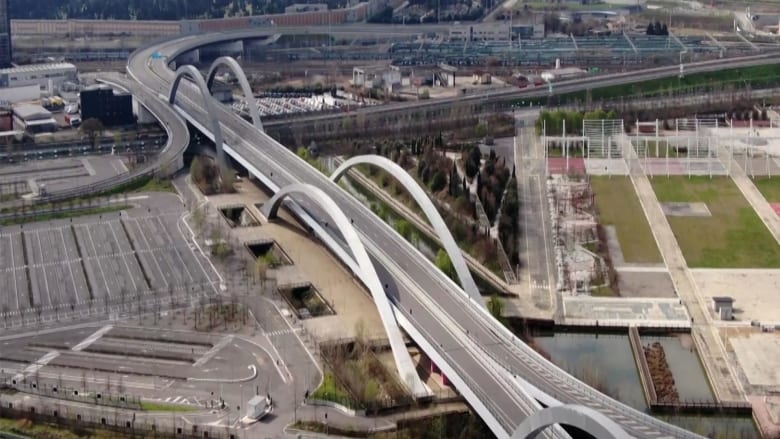 Drone video shows empty motorways amid coronavirus lockdown in Italy