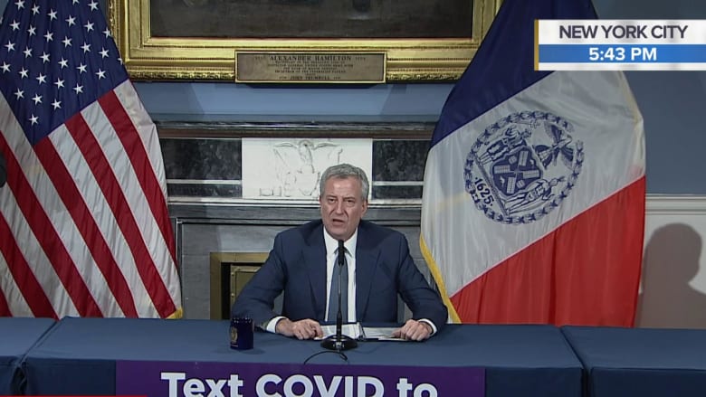 Mayor Bill de Blasio: New York City is now 'the epicenter of [the coronavirus] crisis'