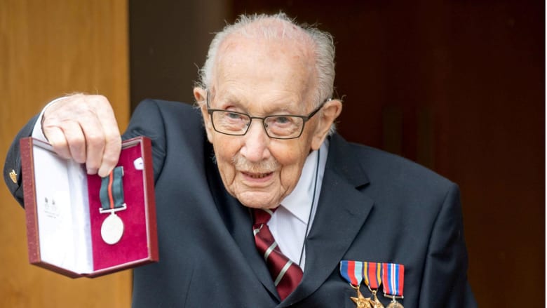 Fundraiser Capt. Tom gets honorary promotion, flyover on 100th birthday