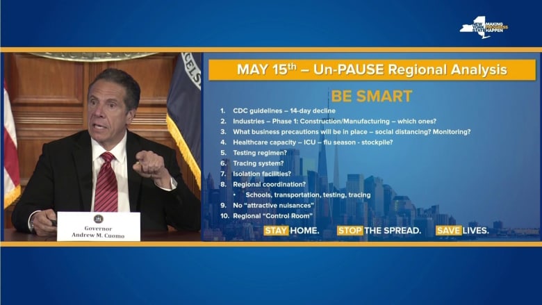 New York Gov. Cuomo says some parts of state can reopen on May 15