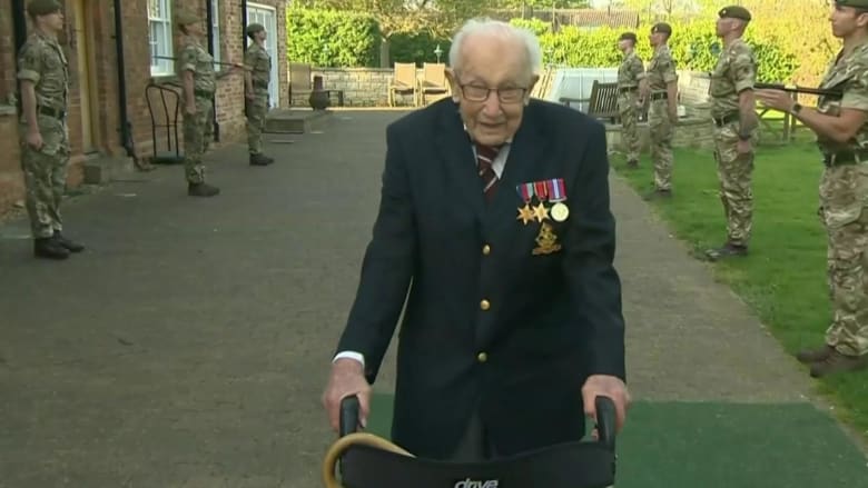 99-year-old veteran raises millions for health care workers with laps in his garden