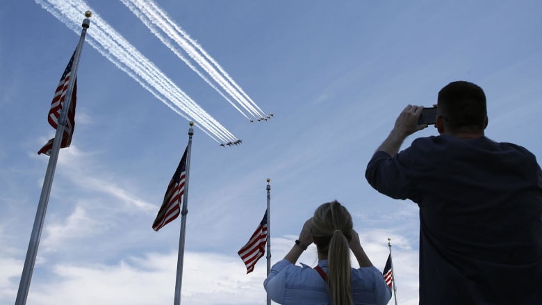 Blue Angels and Thunderbirds perform flyover of Washington, D.C.