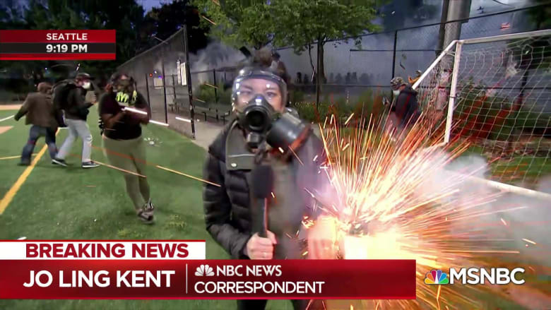 NBC News' Jo Ling Kent hit by flashbang grenade as Seattle protest gets chaotic