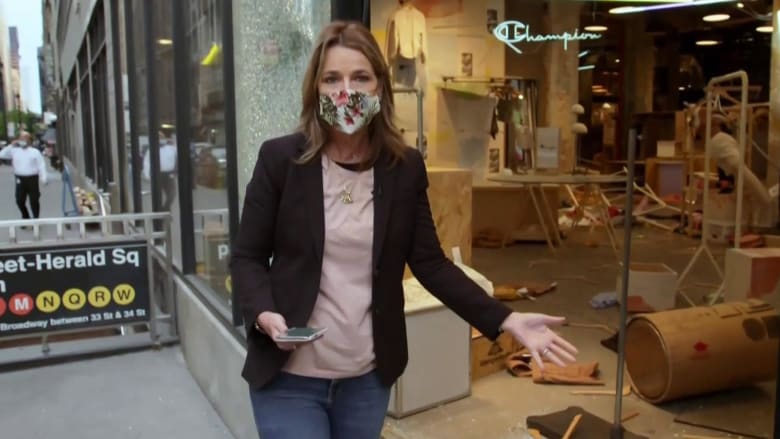 Savannah Guthrie shows damage from looting in New York’s Herald Square