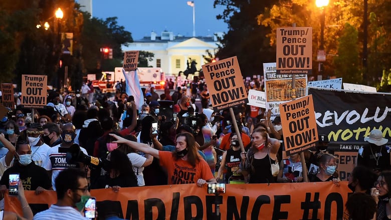Watch D.C. protesters march in Black Lives Matter Plaza on final night of RNC