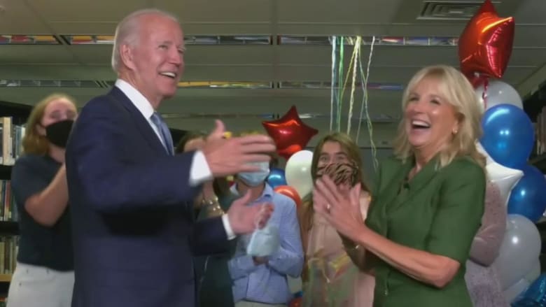 Watch Joe Biden celebrate Democratic presidential nomination at DNC
