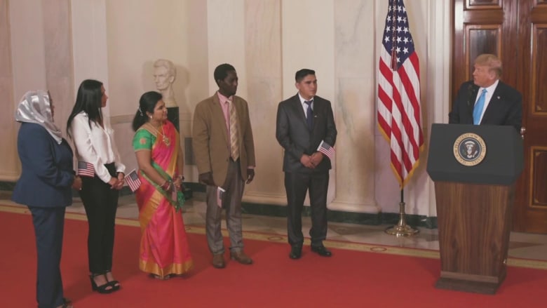 Trump holds naturalization ceremony at the White House during the 2020 RNC