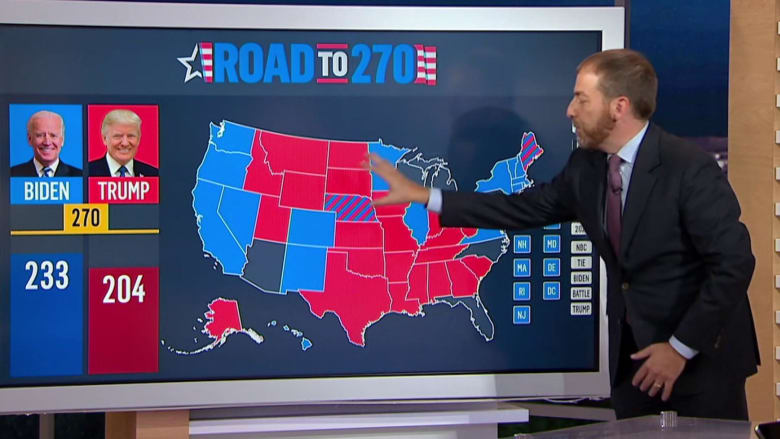 With just six toss-up states, map only shows a 'narrow path' for Trump to win in 2020