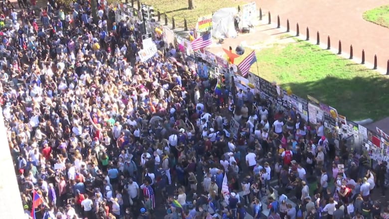 Hundreds celebrate outside the White House after Joe Biden is projected president-elect