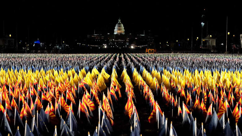 National Mall's 'Field of Flags' illuminated ahead of Joe Biden's inauguration