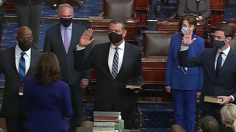 Harris swears in Padilla, Ossoff and Warnock, officially giving Democrats Senate control