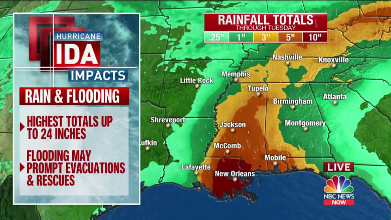 Hurricane Ida could drop 2 feet of rain on Louisiana