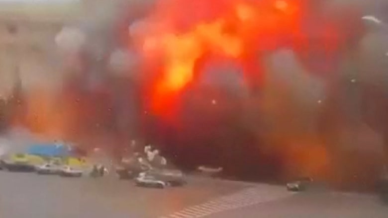 Huge explosion at Kharkiv administration building caught on camera