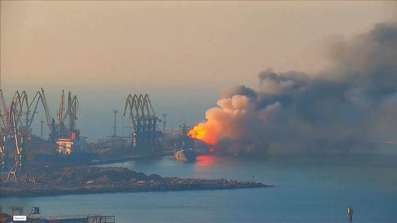 Watch: Russian navy ship burns as Ukraine claims successful attack