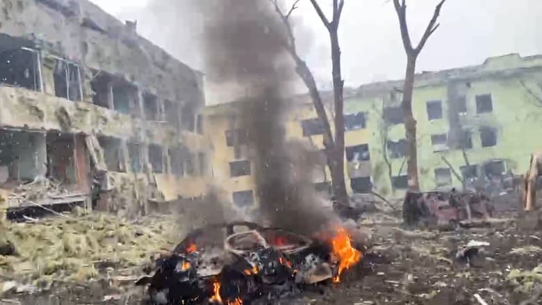 Video appears to show Ukrainian children’s hospital destroyed by airstrikes