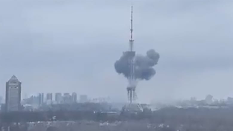 WATCH: Video shows explosion at Kyiv TV tower as Russian forces attack