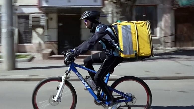 Volunteer delivers medicines by bicycle in southern Ukrainian city