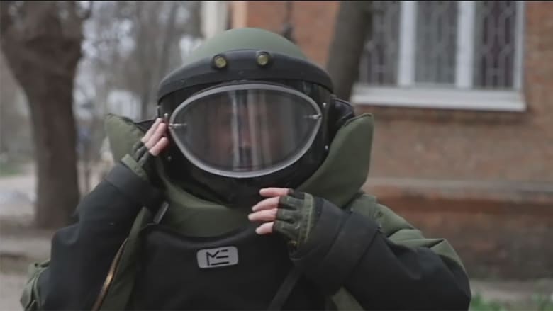 Ukrainian forces perform controlled explosions on mines left by Russian troops