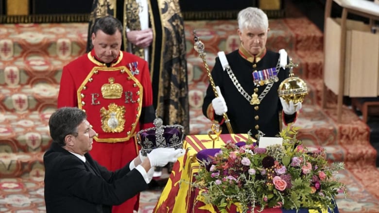 Imperial state crown, orb and scepter removed from Queen Elizabeth II’s casket