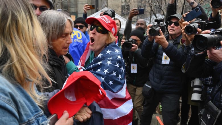 Protesters gather in NYC ahead of Trump arraignment