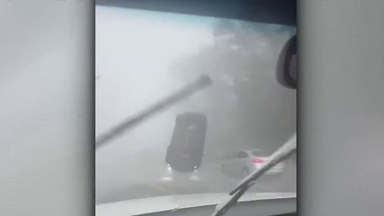 Watch: Strong wind gust flips car as Idalia moves into South Carolina