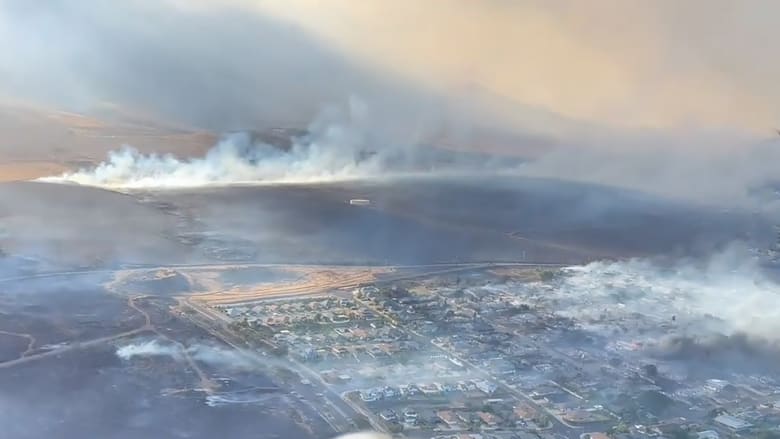 Aerial video captures the devastation from deadly wildfires in Hawaii