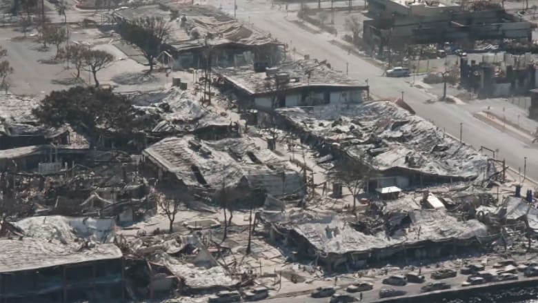 Aerial footage shows Lahaina destroyed by wildfires