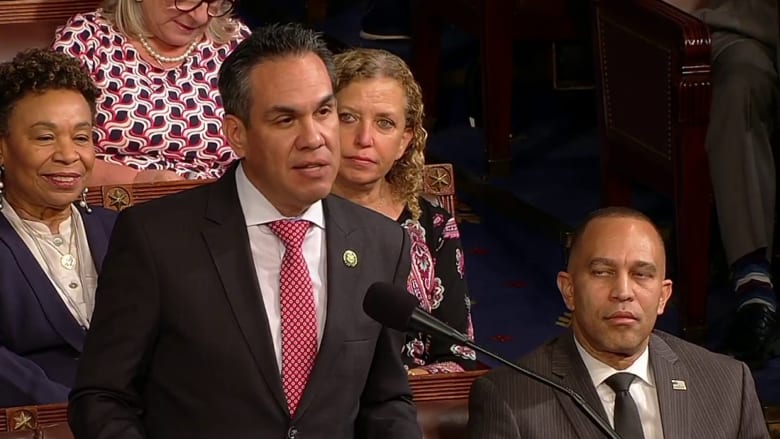 'Here we are again': Aguilar nominates Jeffries for second House speaker vote