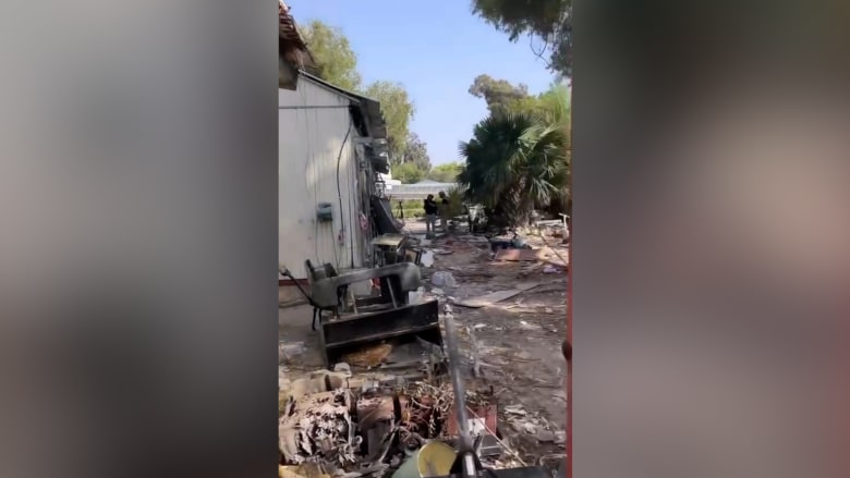 Scenes from Kibbutz Be’eri where more than 100 people were killed by Hamas