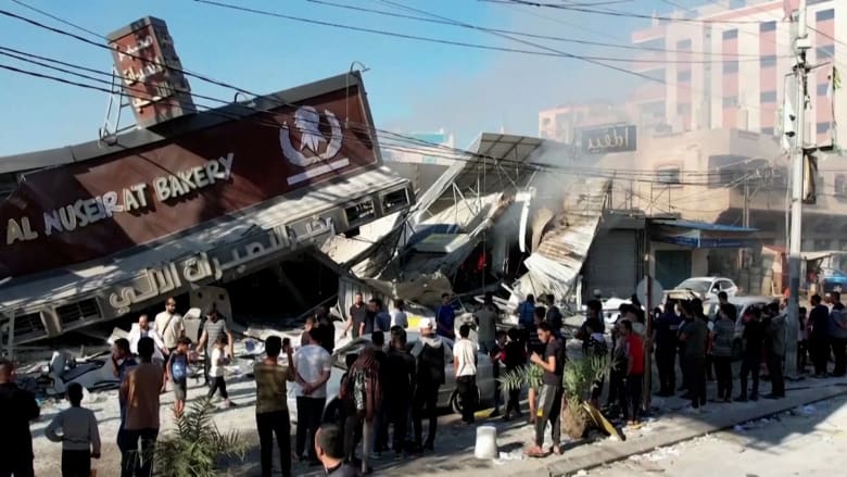 Drone video shows airstrike aftermath at Gaza refugee camp