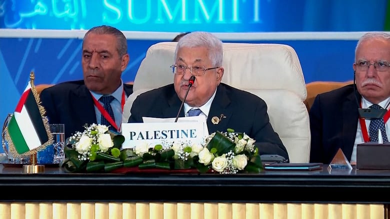 ‘We will not accept displacement,’ Palestinian president tells peace summit