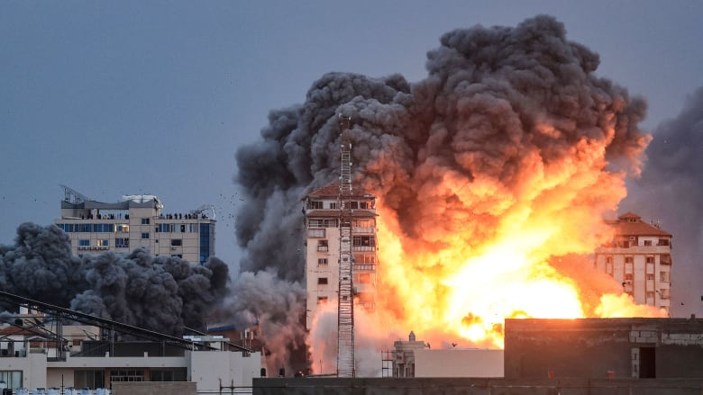 Residential building in Gaza City flattened by Israeli airstrike