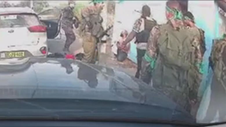Dashcam footage shows Hamas terrorists beating Arab man at kibbutz