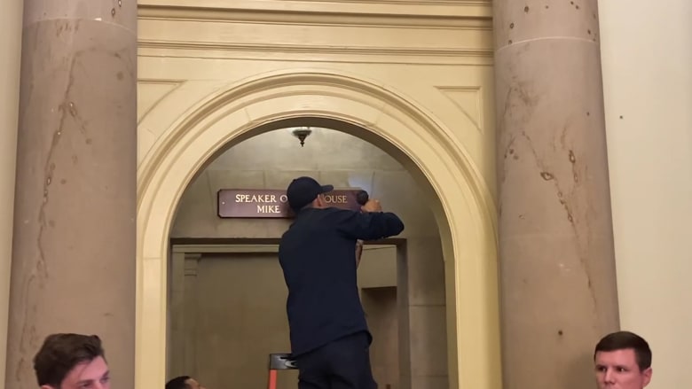 Watch: New sign for Speaker Johnson installed on Capitol Hill