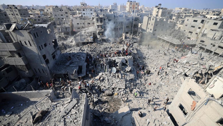 Drone video shows destruction at Bureij refugee camp