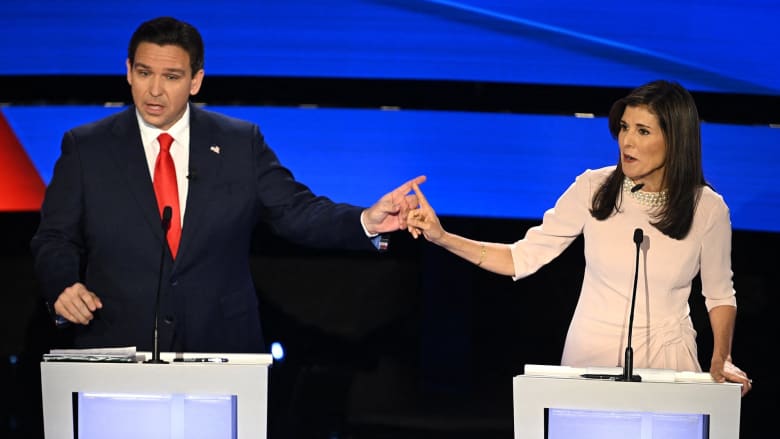 Haley and DeSantis clash in Iowa debate with Trump absent