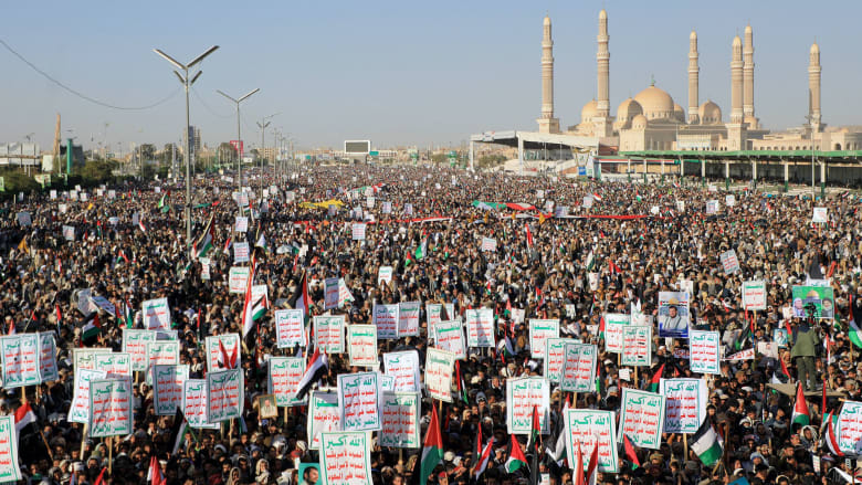 Thousands protest U.S. missile strikes in Yemen