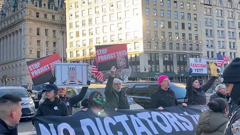 Protesters block traffic ahead of Trump civil fraud closing arguments
