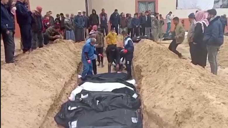 Palestinians dig mass grave inside Nasser Hospital complex