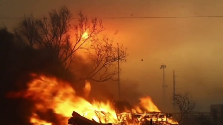Massive wildfire burns in Texas