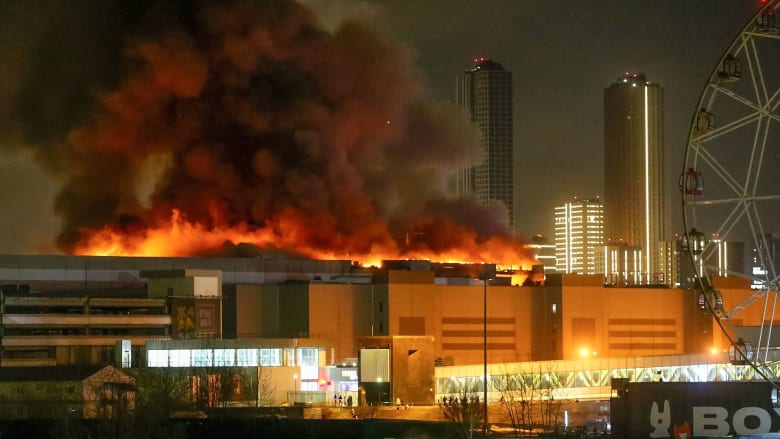 Video shows fire at scene of Moscow shooting attack