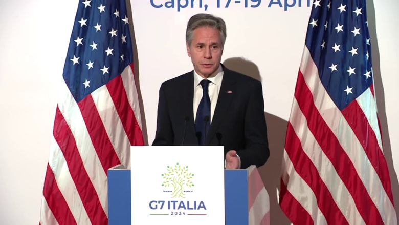 U.S. not involved in any offensive operations, Blinken says of Israel's strike on Iran