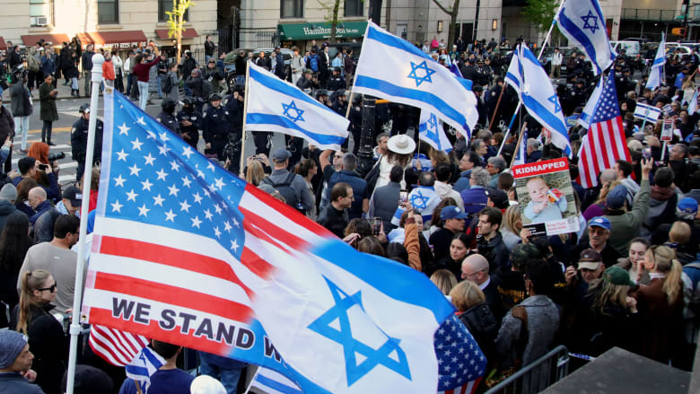 Pro-Israel counterprotesters march near Columbia University