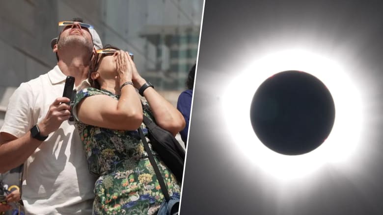 Watch emotional moments as skywatchers view solar eclipse