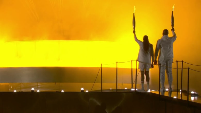 Olympic cauldron lit by flame for Paris Games