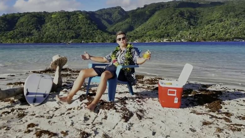 Colin Jost has an intense day at the office in Tahiti